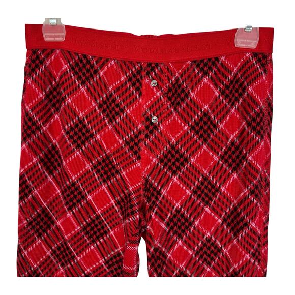 Victoria's Secret Thermal Pajama Set Red Plaid Jogger Long Sleeve Holiday Size S - Picture 6 of 9